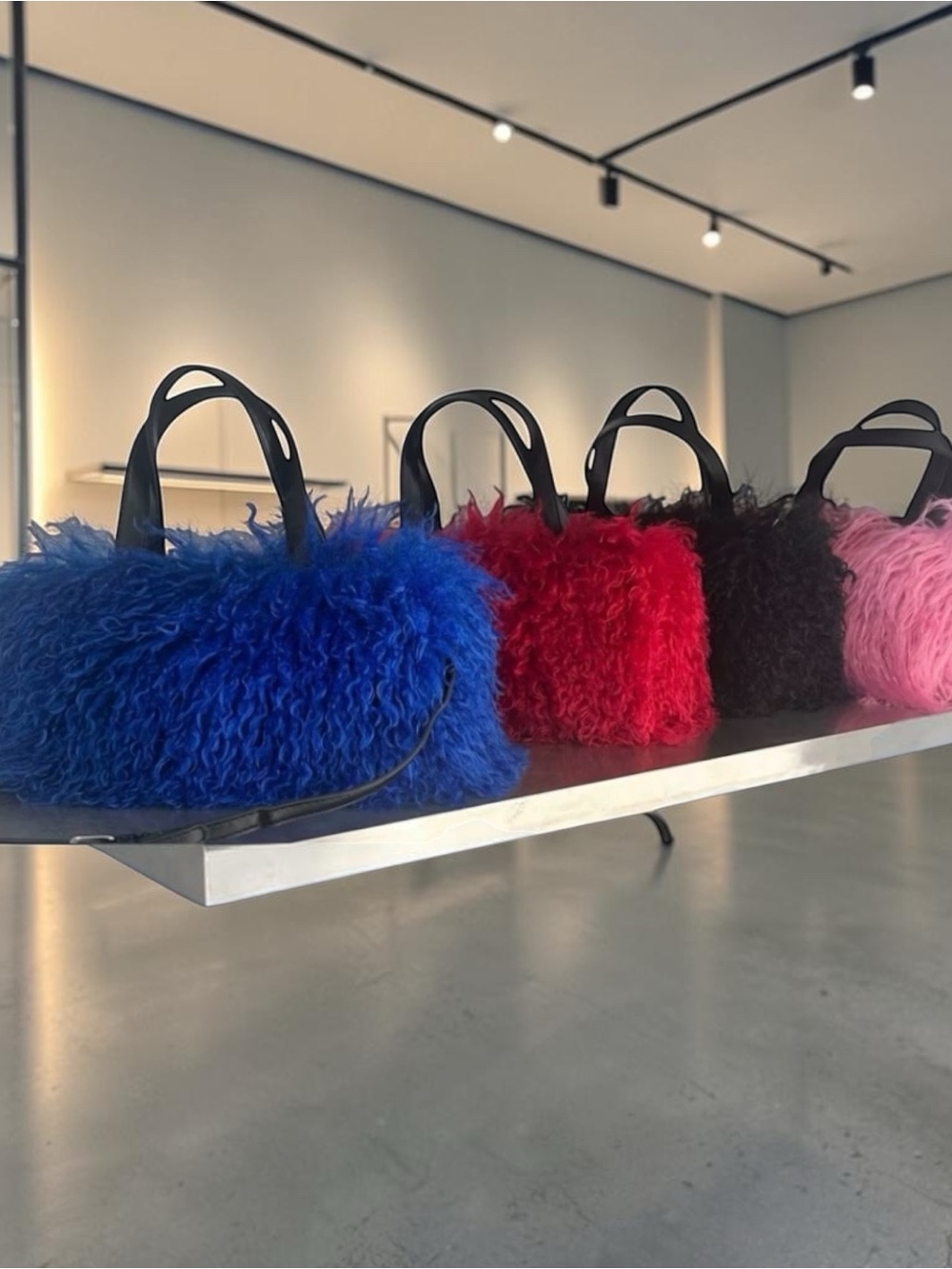 Fluffy Mongolian Faux Lamb Fur Satchel Bag Y2K Plush Tote